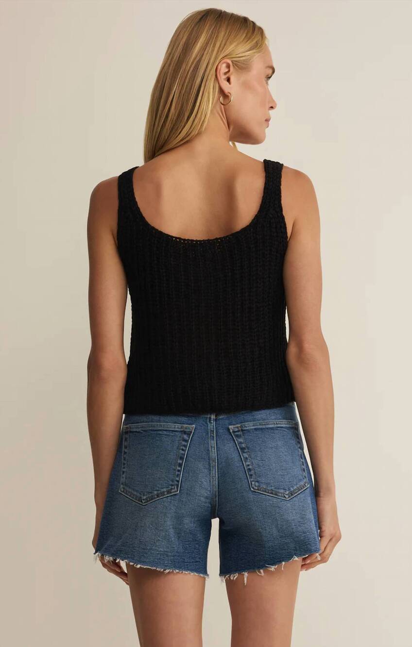 NEW Z SUPPLY tate lace up sweater in black - Picture 3 of 5
